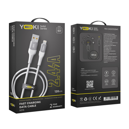 Кабель USB YOKI SOLID YK-SO15 Lightning 2.4A 1.2m превью 3