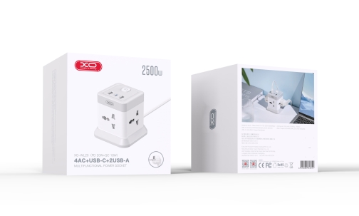 Купити Мережевий Подовжувач XO WL20 Square 2USB-A / 1USB-C / 4-Sockets QC/PD20W 2m