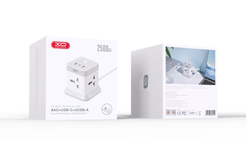 Мережевий Подовжувач XO WL20 Square 2USB-A / 1USB-C / 4-Sockets QC/PD20W 2m