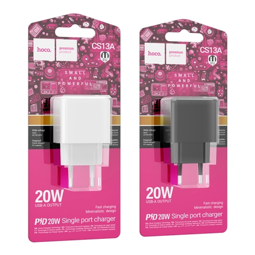Купить Сетевое Зарядное Устройство Hoco CS13A 1USB-C PD/QC 20W, 2