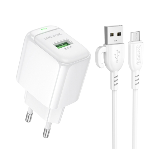 Купити Мережевий Зарядний Пристрій Borofone BAS42A 1USB QC3.0 18W+USB to Micro