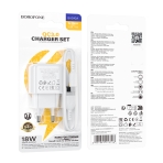 Купити Мережевий Зарядний Пристрій Borofone BAS42A 1USB QC3.0 18W+USB to Micro, 2