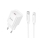 Купити Мережевий Зарядний Пристрій Hoco C146A 1USB-C PD/QC 20W+Type-C to Lightning