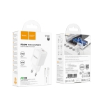 Купити Мережевий Зарядний Пристрій Hoco C146A 1USB-C PD/QC 20W+Type-C to Lightning, 2