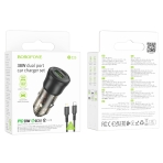 Купить Авто Зарядное Устройство Borofone BZ25 1USB/1USB-C QC/PD38W+Type-C to Lightning