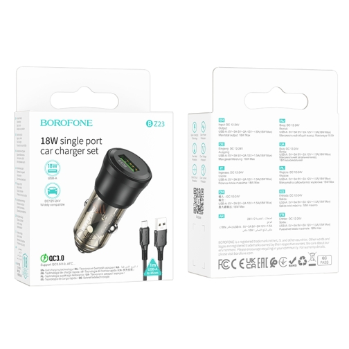 Купити Автомобільний Зарядний Пристрій Borofone BZ23 1USB QC18W+Micro