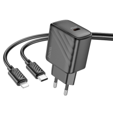 Купить Сетевое Зарядное Устройство Hoco CS22A 1USB-C PD/QC 30W+Type-C to Lightning Купить Сетевое Зарядное Устройство Hoco CS22A 1USB-C PD/QC 30W+Type-C to Lightning
