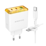 Купити Мережевий Зарядний Пристрій Borofone BAS34A 2Type-C/1USB PD/QC 65W Type-C to Type-C, 4