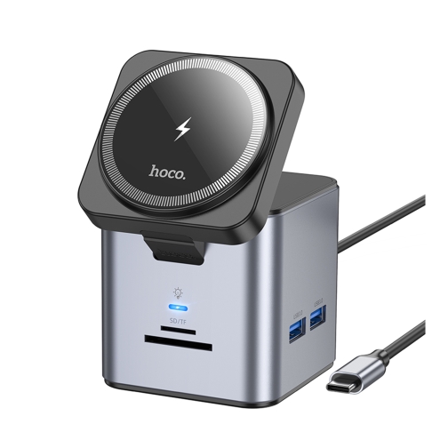 Купить USB Hub Hoco HB49 Type-C to HDTV+PD100W+USB3.0*3+SD+TF+RJ45(1Gbps)+Wireless 15W