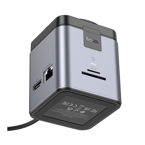 Купить USB Hub Hoco HB49 Type-C to HDTV+PD100W+USB3.0*3+SD+TF+RJ45(1Gbps)+Wireless 15W, 7