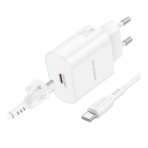 Мережевий Зарядний Пристрій Borofone BA82A 1USB-C PD/QC 25W+Type-C to Type-C превью 3