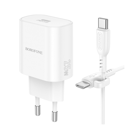 Купить Сетевое Зарядное Устройство Borofone BA82A 1USB-C PD/QC 25W+Type-C to Type-C, 5