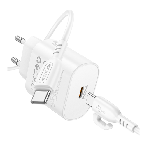 Мережевий Зарядний Пристрій Borofone BA82A 1USB-C PD/QC 25W+Type-C to Type-C превью 6
