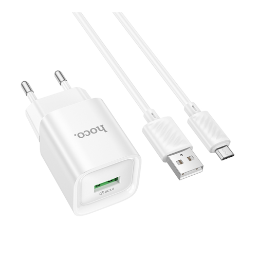 Мережевий Зарядний Пристрій Hoco C145A 1USB QC 18W+USB to Micro превью 3