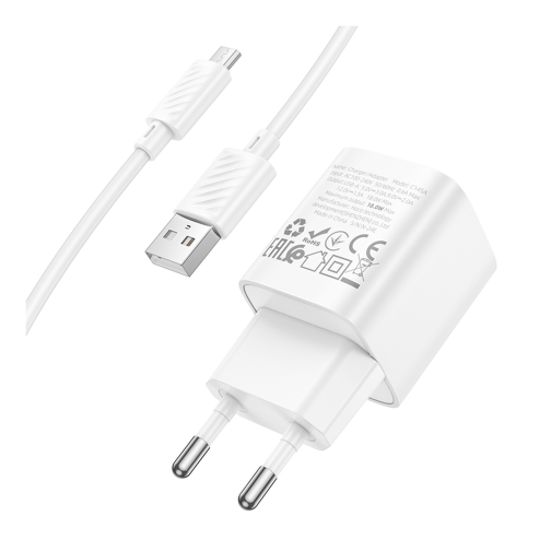 Мережевий Зарядний Пристрій Hoco C145A 1USB QC 18W+USB to Micro превью 7