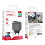 Купить Сетевое Зарядное Устройство Borofone BAS57A 3USB-C/1USB PD/QC 67W GAN+Type-C to Type-C, 2