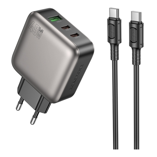 Купити Мережевий Зарядний Пристрій Borofone BAS56A 2USB-C/1USB QC/PD 45W GAN+Type-C to Type-C