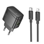 Купити Мережевий Зарядний Пристрій Hoco CS61A 1USB/1USB-C PD/QC 30W+Type-C to Lightning