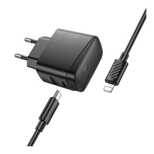 Купити Мережевий Зарядний Пристрій Hoco CS61A 1USB/1USB-C PD/QC 30W+Type-C to Lightning, 4