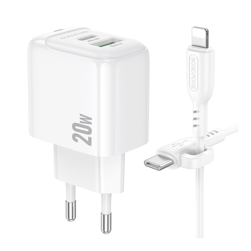 Мережевий Зарядний Пристрій Borofone BAS44A 1USB-C/1USB PD/QC 20W+Type-C to Lightning превью 3