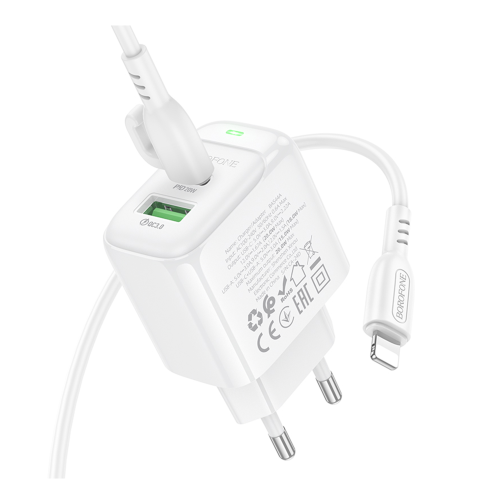 Мережевий Зарядний Пристрій Borofone BAS44A 1USB-C/1USB PD/QC 20W+Type-C to Lightning превью 4