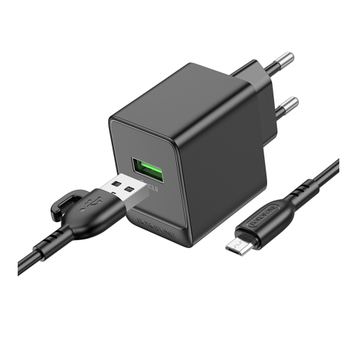 Купить Сетевое Зарядное Устройство Borofone BAS12A 1USB QC3.0 18W+USB to Micro, 3