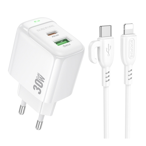 Купити Мережевий Зарядний Пристрій Borofone BAS45A 1USB-C/1USB PD/QC 30W+Type-C to Lightning