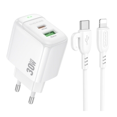 Купить Сетевое Зарядное Устройство Borofone BAS45A 1USB-C/1USB PD/QC 30W+Type-C to Lightning Купить Сетевое Зарядное Устройство Borofone BAS45A 1USB-C/1USB PD/QC 30W+Type-C to Lightning
