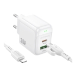Купити Мережевий Зарядний Пристрій Borofone BAS45A 1USB-C/1USB PD/QC 30W+Type-C to Lightning, 3
