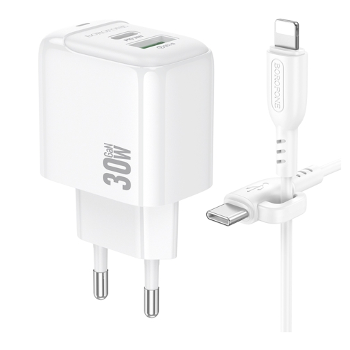 Купити Мережевий Зарядний Пристрій Borofone BAS45A 1USB-C/1USB PD/QC 30W+Type-C to Lightning, 4