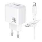 Купити Мережевий Зарядний Пристрій Borofone BAS45A 1USB-C/1USB PD/QC 30W+Type-C to Lightning, 4