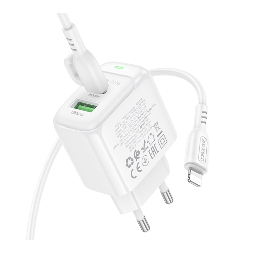 Купити Мережевий Зарядний Пристрій Borofone BAS45A 1USB-C/1USB PD/QC 30W+Type-C to Lightning, 5