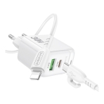 Купити Мережевий Зарядний Пристрій Borofone BAS45A 1USB-C/1USB PD/QC 30W+Type-C to Lightning, 6