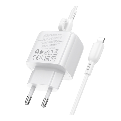 Купити Мережевий Зарядний Пристрій Borofone BAS45A 1USB-C/1USB PD/QC 30W+Type-C to Lightning, 7