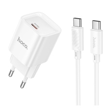 Купить Сетевое Зарядное Устройство Hoco C146A 1USB-C PD/QC 20W+Type-C to Type-C Купить Сетевое Зарядное Устройство Hoco C146A 1USB-C PD/QC 20W+Type-C to Type-C