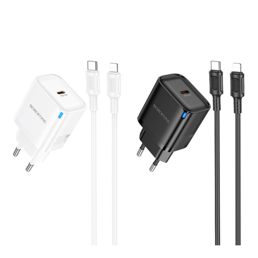 Мережевий Зарядний Пристрій Borofone BA84A 1USB-C PD/QC 30W+Type-C to Lightning
