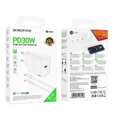 Купити Мережевий Зарядний Пристрій Borofone BA84A 1USB-C PD/QC 30W+Type-C to Lightning Купити Мережевий Зарядний Пристрій Borofone BA84A 1USB-C PD/QC 30W+Type-C to Lightning