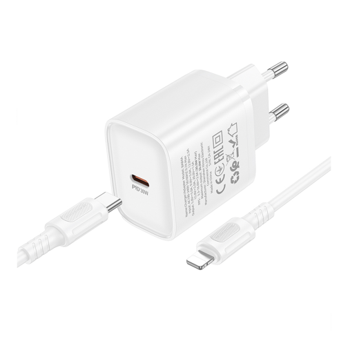 Мережевий Зарядний Пристрій Borofone BA84A 1USB-C PD/QC 30W+Type-C to Lightning превью 7
