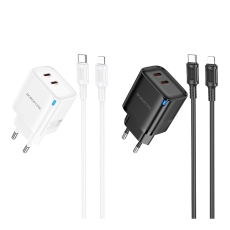 Купить Сетевое Зарядное Устройство Borofone BA85A 2USB-C PD/QC 35W+Type-C to Lightning Купить Сетевое Зарядное Устройство Borofone BA85A 2USB-C PD/QC 35W+Type-C to Lightning
