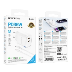 Купить Сетевое Зарядное Устройство Borofone BA85A 2USB-C PD/QC 35W+Type-C to Lightning Купить Сетевое Зарядное Устройство Borofone BA85A 2USB-C PD/QC 35W+Type-C to Lightning