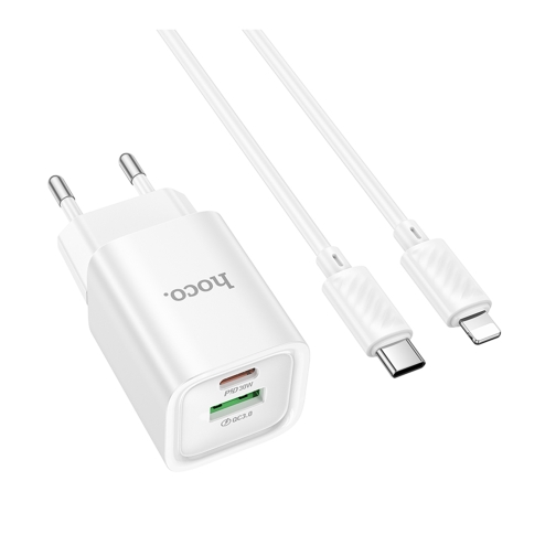 Купить Сетевое Зарядное Устройство Hoco C149A 1USB/1USB-C PD/QC 30W+Type-C to Lightning, 3