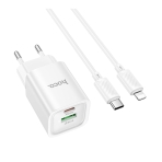 Купить Сетевое Зарядное Устройство Hoco C149A 1USB/1USB-C PD/QC 30W+Type-C to Lightning, 3