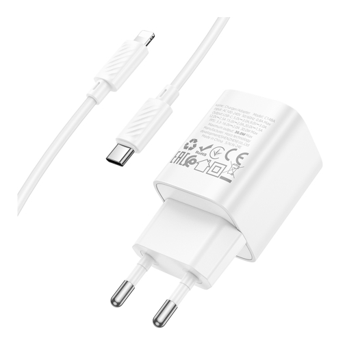 Купить Сетевое Зарядное Устройство Hoco C148A 1USB-C PD/QC 30W+Type-C to Lightning, 7