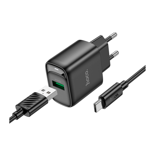 Мережевий Зарядний Пристрій Hoco C140A 1USB QC 18W+USB to Type-C превью 3