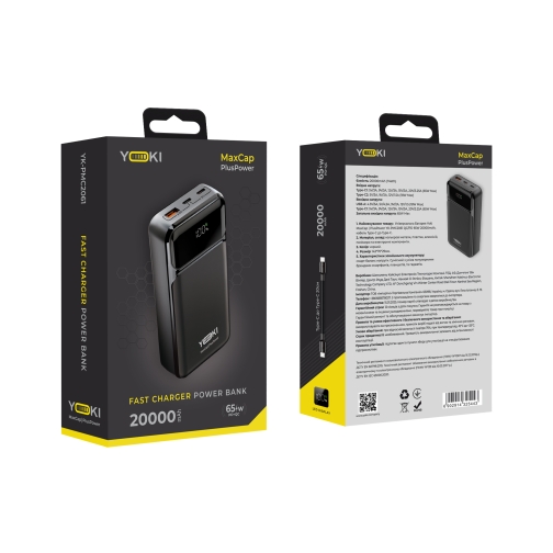 Купить Power Bank YOKI MaxCap 65W 20000 mAh Black YK-PMC2061, 2