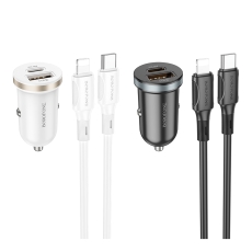 Купити Автомобільний Зарядний Пристрій Borofone BZ22 1USB/1USB-C QC/PD30W+Type-C to Lightning