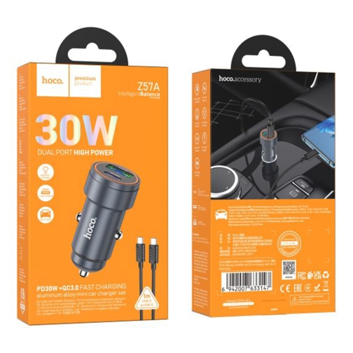 Купить Авто Зарядное Устройство Hoco Z57A 1USB/1USB-C PD30W/QC3.0+Type-C to Type-C, 2