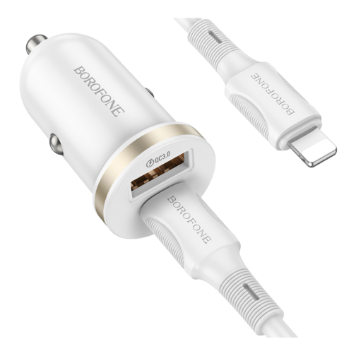 Автомобільний Зарядний Пристрій Borofone BZ22 1USB/1USB-C QC/PD30W+Type-C to Lightning превью 3