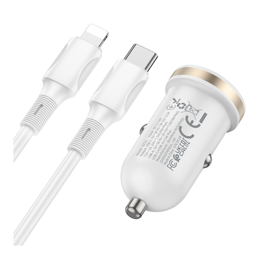 Автомобільний Зарядний Пристрій Borofone BZ22 1USB/1USB-C QC/PD30W+Type-C to Lightning превью 5