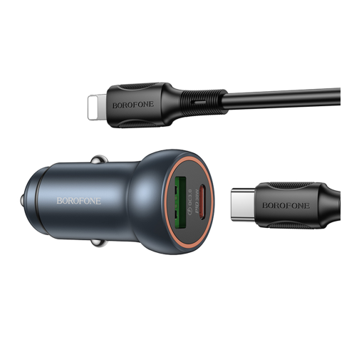 Автомобільний Зарядний Пристрій Borofone BZ32A 1USB/1USB-C QC/PD30W+Type-C to Lightning превью 4